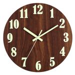 HZDHCLH Luminous Wall Clock 12 Inch Silent Non Ticking Clock for Living Room Bedroom Kitchen Office（Wood color）