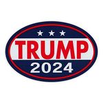 Oval Political Campaign Magnet, Donald Trump 2024, 6" x 4" Magnetic Bumper Sticker