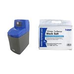 BWT WS555 Hi Flow Electronic Demand Block/Tablet Water Softener, Blue, 14 Litre & SALTBLO Water Softener Block Salt, White, 8 kg, Set of 2 Pieces