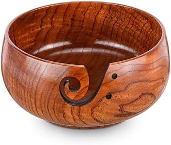 Wooden Yarn Bowl, Knitting Yarn Bowl with Holes Storage Handmade to Prevent Slipping, Perfect Yarn Bowl for Crocheting and Knitting Mothers Day Gift 6" x 3"