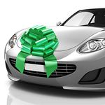 Zoe Deco Big Car Bow (Green, 18 Inch / 46 cm), Giant Bow for Car, Birthday Bow, Huge Car Bow, Car Bows, Big Green Bow, Bow for Gifts, Christmas Bows for Cars, Gift Wrapping, Big Gift Bow