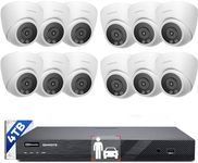 ONWOTE 16 Channel NVR PoE Security Camera System Wired, 12MP 4K 16CH Commercial NVR 4TB, Smart AI Color Night Vision, 12x 6MP 122° Outdoor Audio IP Cameras,100ft 60ft Cables, CCTV for Businesses Home