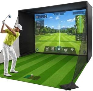 Golf Simulator Enclosure 10.7x8x5Ft & 8.5x8.5x5Ft | Light-Proof HD/4K Silent Impact Screen, Indoor/Outdoor Golf Simulators for Home Includes Mat, Foam-Padded Iron Poles, Shank Net, Sandbag & Bonus kit