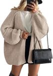 PRETTYGARDEN Womens Oversized Cardigan Sweaters 2024 Fall Long Lantern Sleeve Knit Open Front Lightweight Sweater (Grey Beige,X-Large)