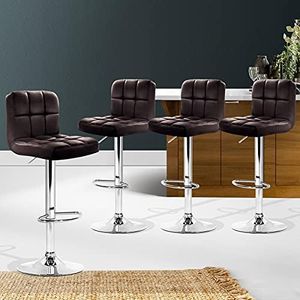 Artiss Bar Stools Stool Set of 4 Adjustable Kitchen Swivel Counter Barstools Dining Chair Chairs Gas Lift Brown in 68-81cm Seat Height Floor for Home Bar Dining Room Cafe Outdoor Indoor