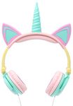 Gabba Goods Premium LED Light Up in The Dark Unicorn Over The Ear Comfort Padded Stereo Headphones with AUX Cable | Earphone Gift