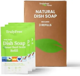 Truly Free Natural Concentrated Dish Detergent Dishwashing Liquid | Plant-Based Dish Soap | Sweet Basil Fresh Scent | Pack of 3