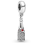 Pandora Passions Sparkling wine silver dangle with clear cubic zirconia and red enamel