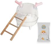 Meow&Woof Hamster Sand Bath Container,Easy Clean Plastic Bowl, Small Pet Large Dust Bathing House with Bath Sand and Staircases, Bathrub Cage Accessorie for Syrian Gerbil Hamsters Hedgehogs-Pink