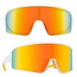 MAXJULI Polarized Sunglasses for Men Women, Windproof Outdoor Sports Cycling Running UV400 Protection Sun Glasses (Transparent/Orange Lens)