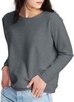 Hanes Women's V-Notch Pullover Fleece Sweatshirt, Slate Heather, X-Large