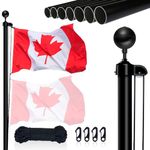 NQ 20FT Aluminum Flagpole Set Sectional Flag Pole Kit Outdoor Residential Telescoping Sectional Inground Flagpole Kit with Black Ball Topper, Perfect for Residential Garden Outdoor Canopy Patio（Black）