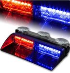 LED Emergency Waning Light XTAUTO 16 LED High Intensity Windshield Hazard Warning Flashing Strobe Law Enforcement Interior Roof Dash Windshield Lamp Lights with Suction Cups for Car Truck Red Blue