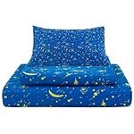 Viviland Kids Twin Sheet Set - Boys Girls Blue Twin Sheet Set - Kids Toddlers Twin Microfiber Single Fitted Sheets and Pillowcase - Blue Sky and Stars Printed