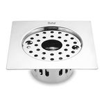 Ruhe® Air Square Flat Cut Floor Drain | 304-Grade Stainless Steel Floor Drain Jali | 6 inches | Floor Drainer with Cockroach Trap/Jali, Hole and Lock