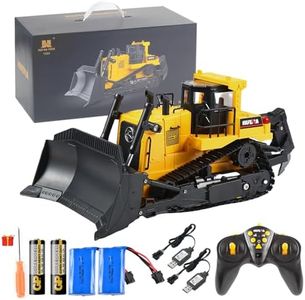 Huina Remote Control Bulldozer RC 1/16 Full Functional Construction Vehicle, 2.4Ghz 9 Channel Dozer Front Loader Toy with Light and Sound for Kids Age 8, 9, 10 and Up Years Old