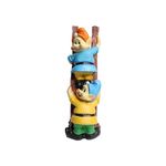 Wonderland Resin Gnome/Dwarf Climbing Stairs Statue (Blue & Orange), 1 Piece