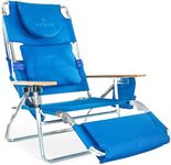 Ostrich the Deluxe 3N1 Lightweight Lawn Beach Reclining Lounge Chair with Footrest, Outdoor Furniture for Patio, Balcony, Backyard, or Porch, Blue