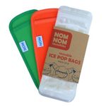 Nom Nom Kids | Reusable Ice Pop Bags | pack of 8 | popsicle bags | Icepop bags for kids (8 Monster Ice Pops & 2 ice pop sleeves ORANGE/GREEN)