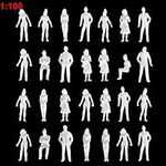 MYCreator Unpainted Architectural 1:100 HO Scale Model Figures 100PCS White Model Train People Figure Passengers Standing & Sitting Pose Ready to Paint Little People Figures for Miniature Scenes (2#)