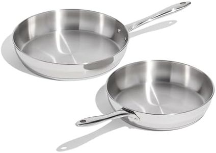 Lagostina Moderna 2 Piece Stainless Steel Pan Set (26cm / 10in and 30cm / 12in), Commercial Capsule Base, Induction Safe Cookware, Dishwasher and Oven Safe up to 400ºF / 204ºF, Silver