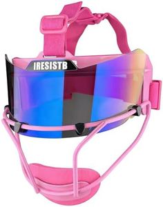 Defense Softball Face Mask Wide Field Vision fit All Ages - Durable and Safety Softball Face Mask Sets. (Pink-Blue)