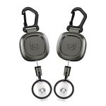 MNGARISTA 2 Pack Heavy Duty Retractable Keychain, Metal Carabiner Badge Holder Reel, Retractable ID Badge Holder with 31.5” Steel Cord, 8.0 oz