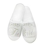 The Bride Bridesmaid Maid of Honour Bridal Wedding Spar Slippers Sparkling Silver & Scroll All Roles To Choose From size 3-6 & 7-9