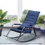 Skypatio Indoor Outdoor Rocking Chair, Modern Cozy Leisure Rocking Chair with Pillow and Cushion for Living Room, Bedroom, Porch, Balcony(Navy Blue)