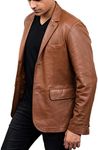 Jild Lambskin Leather Jacket Men Casual Coat – Notched Collar Classic Bond’s Style Ultimate Leather Blazer for Men (NC-Cog-M)