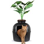 eXuby Hidden Planter Litter Box for Cats - Seamless Furniture Design - Includes Charcoal Odor Filter, Moss & Leaves - Easy to Clean - Cat's Secret Space Your Guests Won't Spot!