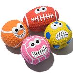 Squeaky Dog Ball, [4 Pack] Latex Rubber Dog Squeak Toys, 2.7'' Soft Bouncy Fetch Balls for Medium Small Pets Interactive Play