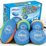 Billeeit Water Skipping Balls Set for Pool Play, Include 1 Rugby, 2 Balls and 2 Discs, Rainbow Color Splash Water Bouncing Balls, Fun Beach Toys & Games, Summer Gift for Kids 3+ 4-8-12 and Adults