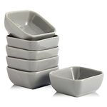 Swuut Ceramic Dipping Bowls Set of 6,3 Ounce Porcelain Small Mini Bowl Square Soy Sauce Dish - Good for Tomato Sauce, Sushi Soy, BBQ...(Grey)