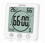 GXSTWU Digital Bathroom Clock Shower Timer with Alarm, Waterproof Clocks for Bathroom Kitchen Timer Clocks Thermometer Hygrometer Wall Clock with Suction Cup Hanging Hole Stand Magnet (1pack)