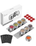 HOMGEN 8 Pack Magnetic Spice Jars Set Stainless Steel Magnetic Spice Containers 100ml/3.4oz Magnetic Spice Jars for Fridge BBQ Magnet Spice Tins Set Magnetic Spice Pots with Lids for Kitchen