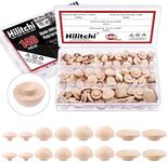 Hilitchi 140Pcs 1/2" 3/8" 5/16" 3/16" Wooden Hole Plugs Set, Wood Plugs Button Plugs Button Screw Covers Maple Button Plugs Hardwood Plugs for for Covering Screw Holes