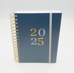 Sixstore 2025 Diary A5 Day to Page Diary Wiro Bound A5 DAP Diary, Day A Page Desk Diary with Elastic Closure Band, Blue