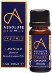 Absolute Aromas Organic Lavender Essential Oil 10ml - 100% Pure, Natural, Vegan, Undiluted and Cruelty-Free - for use in Diffusers, Oil Burners and Aromatherapy Blends