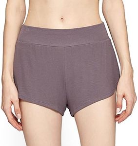 LazyCozy Women's Bamboo Viscose Pajama Shorts Knit Ribbed Lightweight Sleep Shorts, Purplish Grey, Large