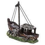 Aquarium Shipwreck, 12.5x6x10cm Resin Fish Tank Decorations, High Simulation Shipwreck Decoration Artificial Hide House Landscape Ornament Aquarium Shipwreck