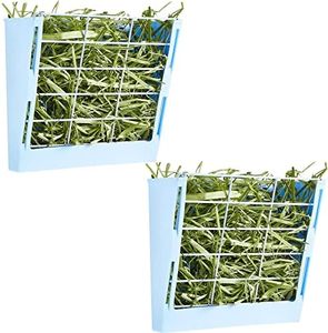 2 Pcs Blue Hay Feeder Bunny Hay Dispenser Rabbit Feeder Hay Rack Hay Holder for Rabbits Bunny Grass Holder Hanging Food Feeding Manger for Guinea Pig Cage Small Animal Timothy, 9.3 x 7.9 x 3.7 Inches