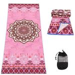 Large Yoga Towel74"L x 27.5"W Rubber Grip Dots Bottom Non Slip Yoga Mat Towel for Hot Yoga Pilates and Workout