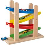 Play22 Wooden Car Ramps Race - 4 Level Toy Car Ramp Race Track Includes 4 Wooden Toy Cars - My First Baby Toys - Toddler Race Car Ramp Toy Set is A Great Gift for Boys and Girls - Original by Play22