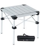 iClimb Lightweight Stable Alu. Folding Square Table Roll Up Top with Carry Bag for Camping Picnic Backyards BBQ Camp Kitchen