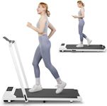 2 in 1 Under Desk Treadmill, 3.0HP Folding Treadmill with 300 LBS for Home, Portable Compact Walking Pad with 12 Programs (Black)