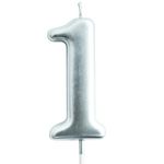 eusbon 1st Birthday Candle, 2.76” Big Size Number Candle for Cake Decoration, Birthday Party, Wedding Anniversary, Silver (Number 1)