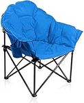 ALPHA CAMP Camping Folding Moon Chair, Oversized Comfy Saucer Plush Moon Chairs with Portable Carry Bag for Camping, Garden, Fishing - Support 160kg, Blue