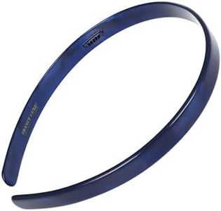 Blue Headband for Women, France Luxe 1/2" Ultracomfort, Flexible Fit Plastic Headband with Gentle Teeth, Comfortable, All-Day Hold, Navy Nacro Ocean