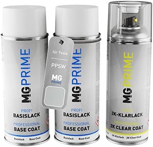 MG PRIME Peinture voiture kit bombe aérosol 2c pour Tesla PPSW White Water Pearl/Pearl White Multi-Coat bombe aérosol couche de fond, de base, 2 composants vernis